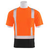 Erb Safety Shrt Slv T-Shirt, Brdseye Msh, Class2, 9006SBSEG, Hi-Viz Orng/Blk, 5XL 62294